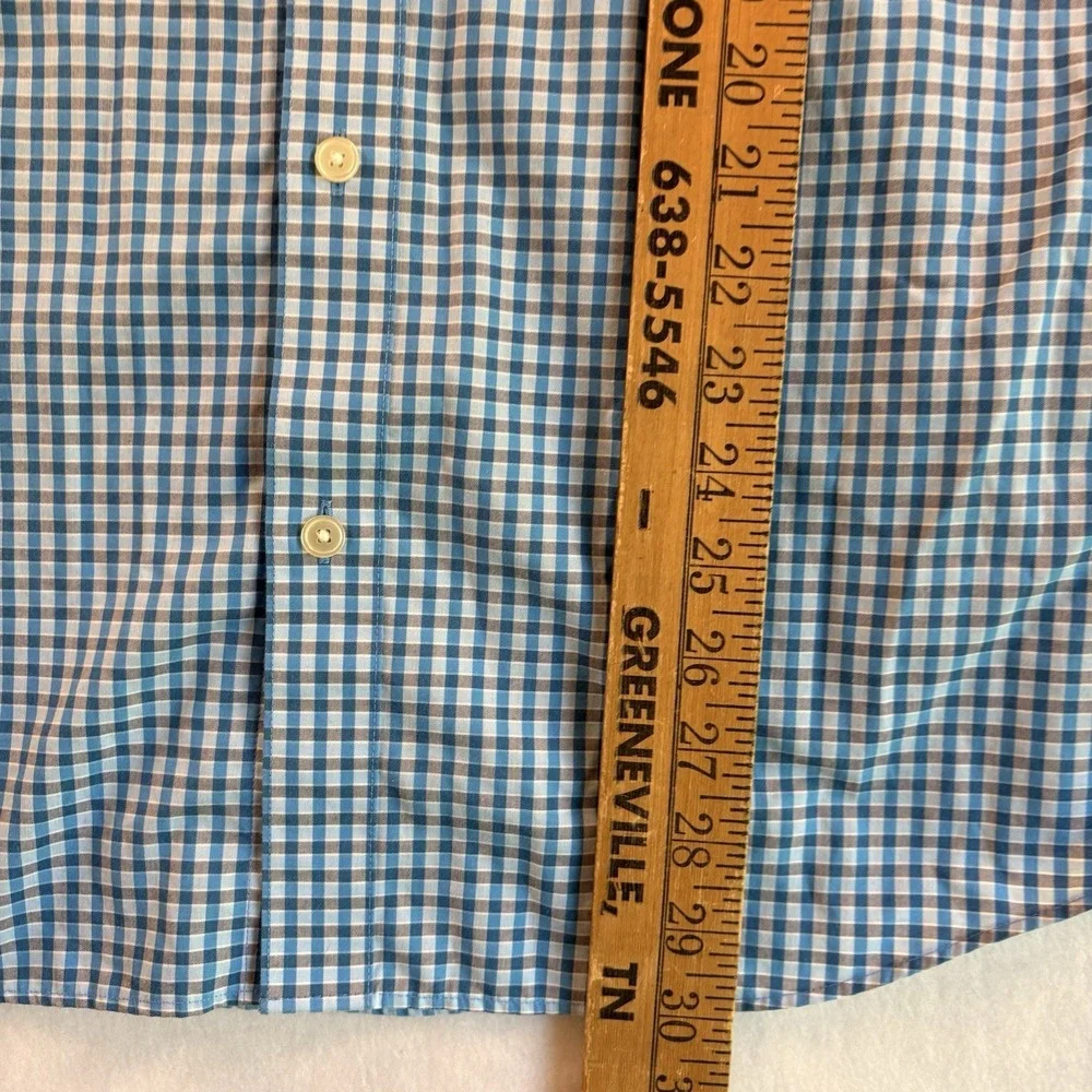 BANANA REPUBLIC Slim Fit Non Iron Blue Check 100% Cotton Button Down Shirt L